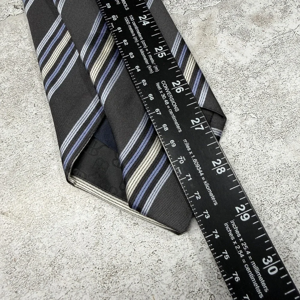Banana Republic 100% Silk Tie Mens OS Gray Striped Made In Turkey Necktie 58x3.6